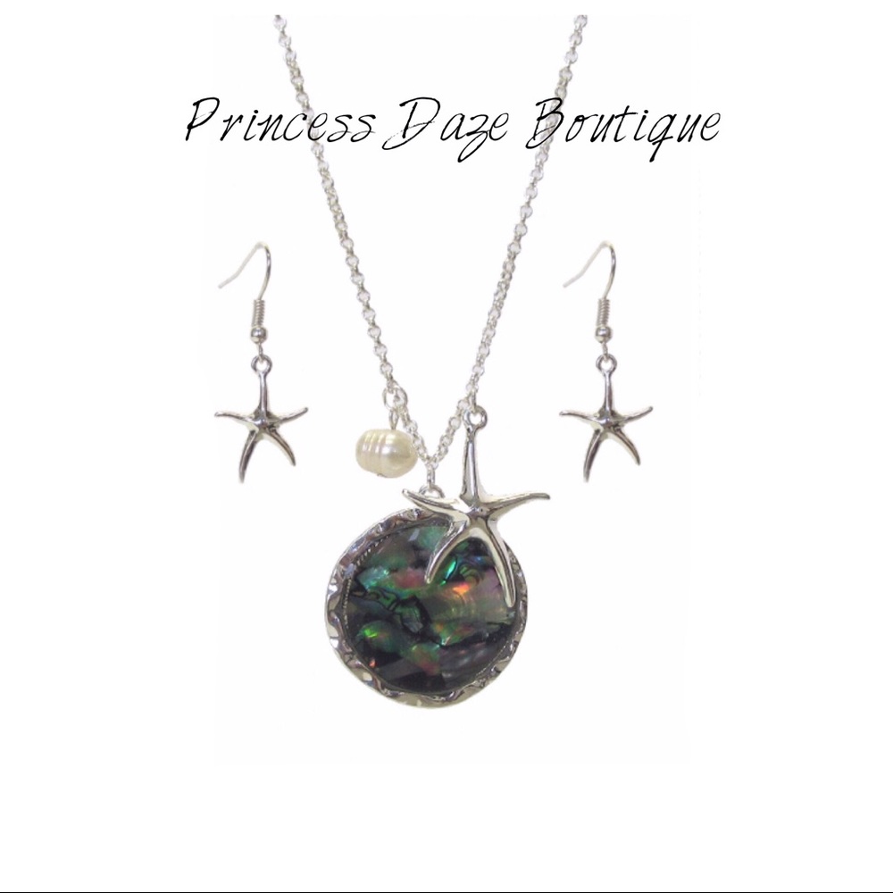 Abalone & Starfish Pendant Necklace & Earring Set‎
